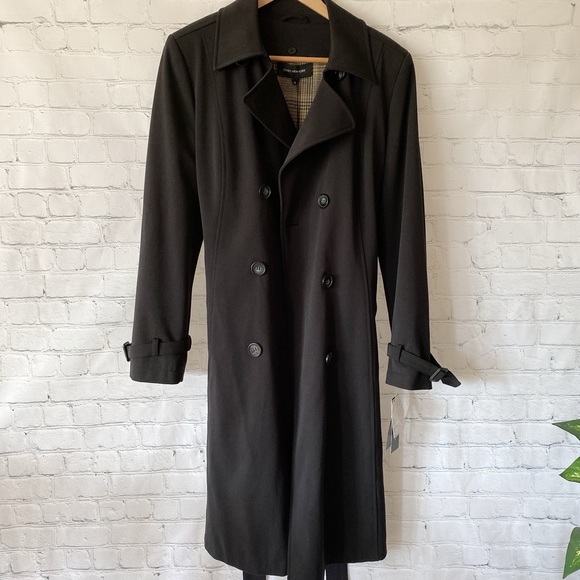 BNWT Jones NY Black Trench Coat Double Breasted Double Removable Liner - Picture 3 of 10